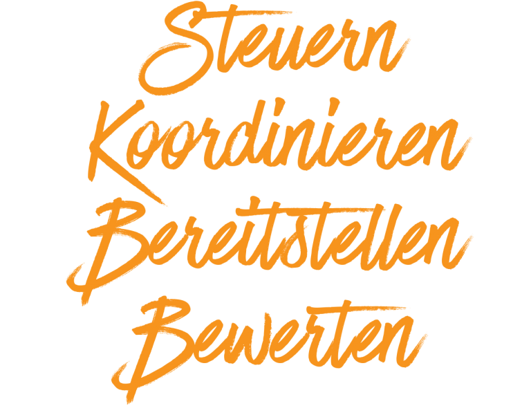 steuern,-koordinieren,-bereitstellen,-bewerten