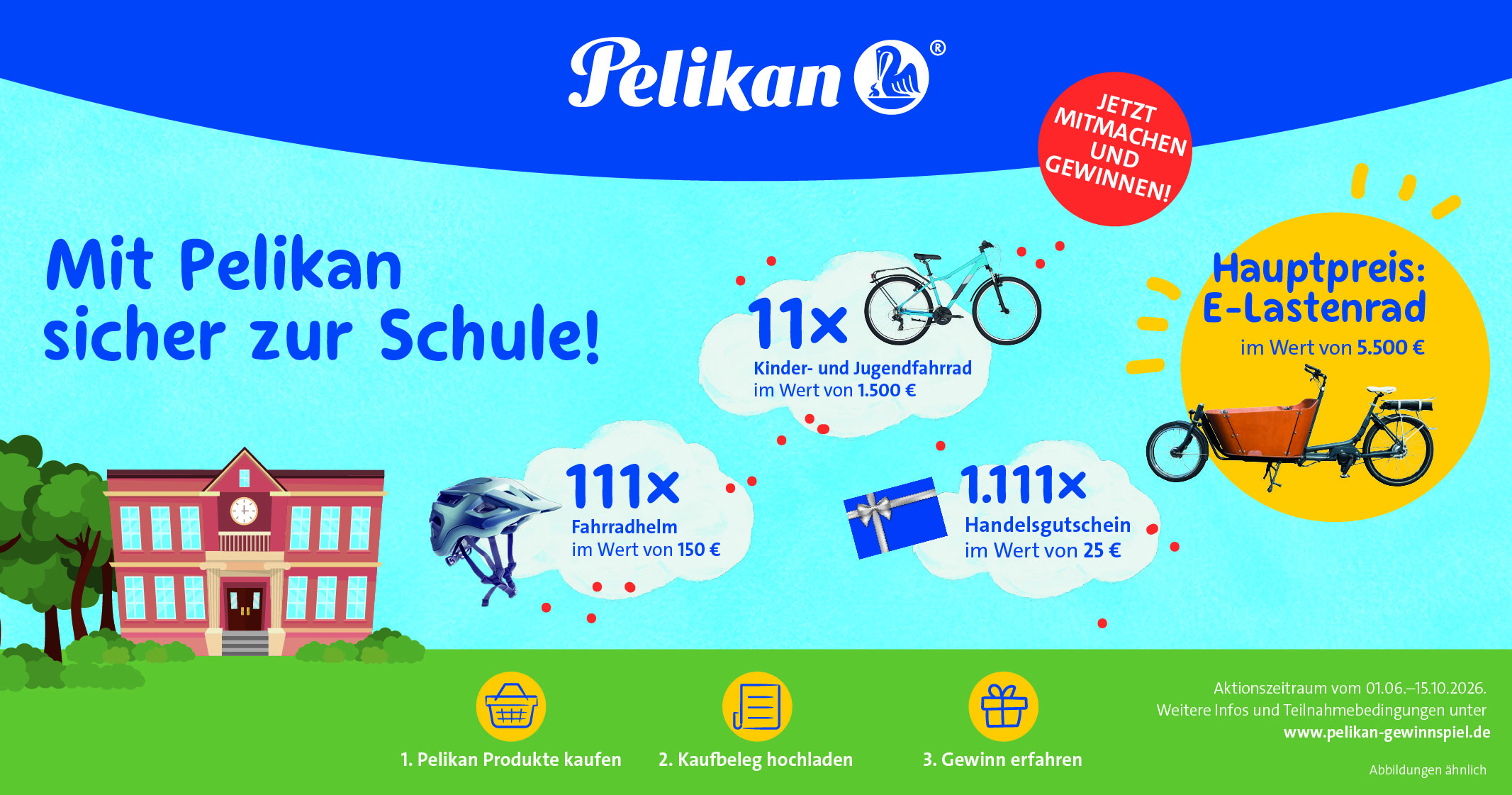 Pelikan Mit Pelikan sicher zur Schule Banner
